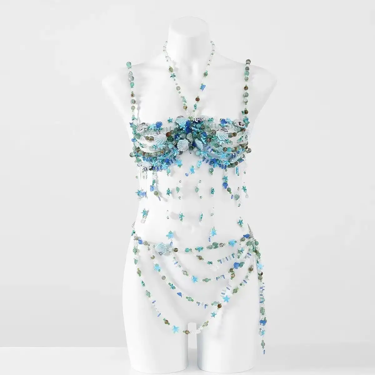 

Woman's Pearl Beaded Bustier Bra Top - Sexy Camisole Vest for Club Rave Beachwear Lingerie Exaggerated Pearl Neck Women Bustier
