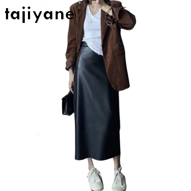 

TAJIYANE Real Sheepskin Skirts Womens 2024 Genuine Leather Skirt Autumn Winter Women Clothing High Waist Long Skirt Юбка Длинная