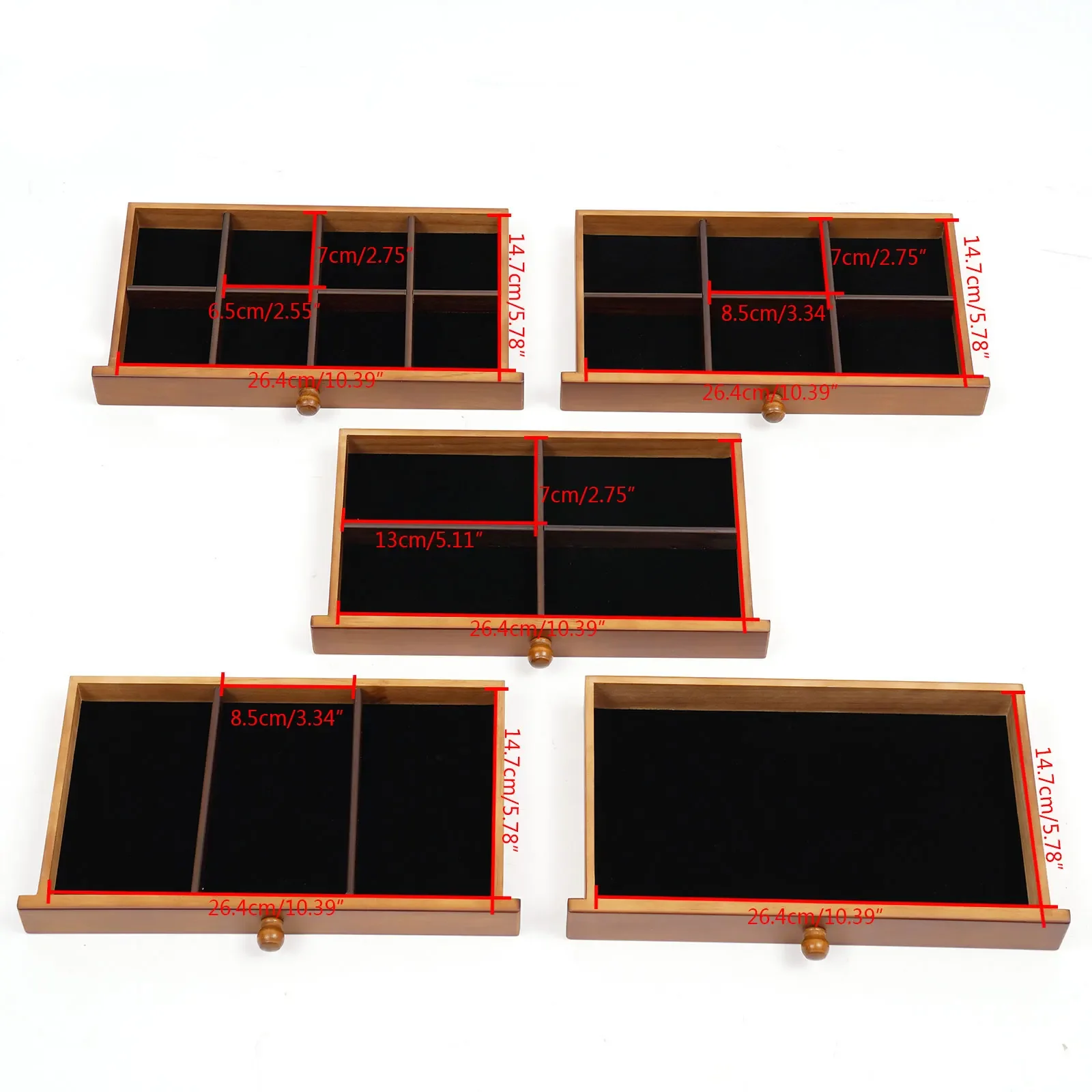 Jewelry Box with 6 Drawers, Full Pull-Out Design, Velvet Lining, High-Definition Mirror