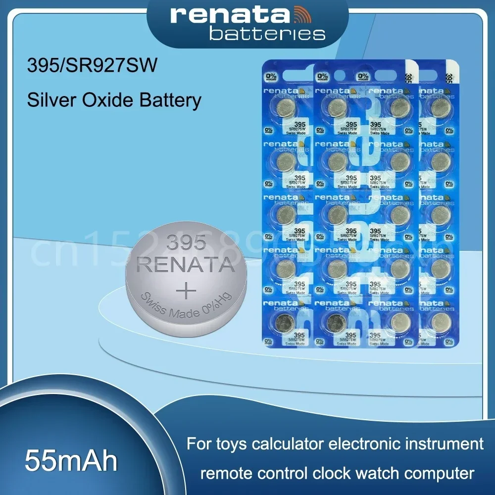 Renata 실버 산화물 시계 배터리, 체중계 카메라 단추 코인 셀용, 395 SR927SW AG7 LR927 LR57 399 SP395 LR927W 1.55V