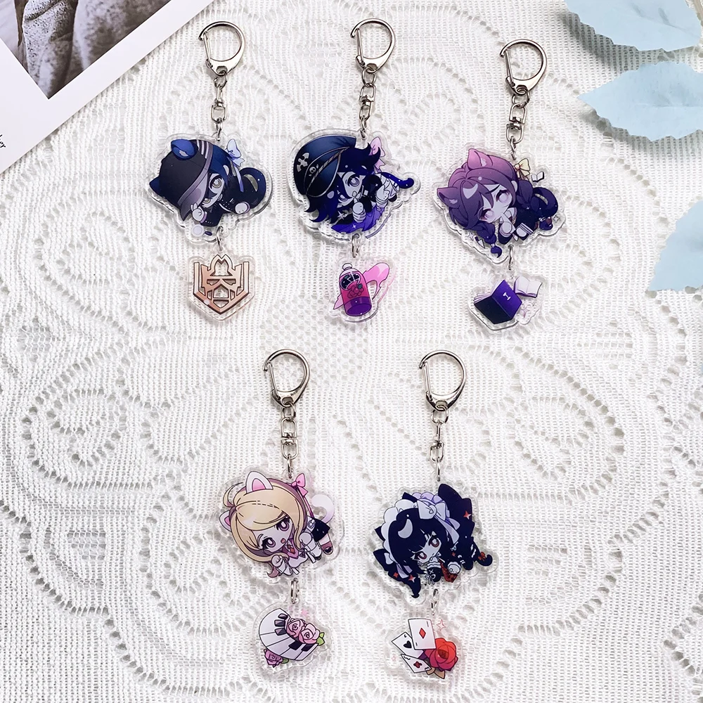 1/5Pcs Game Cartoon Danganronpa Keychain Acrylic Keyrings Bag Charms Cute Backpack Pendant Funny Prop Decoration Friends Gifts