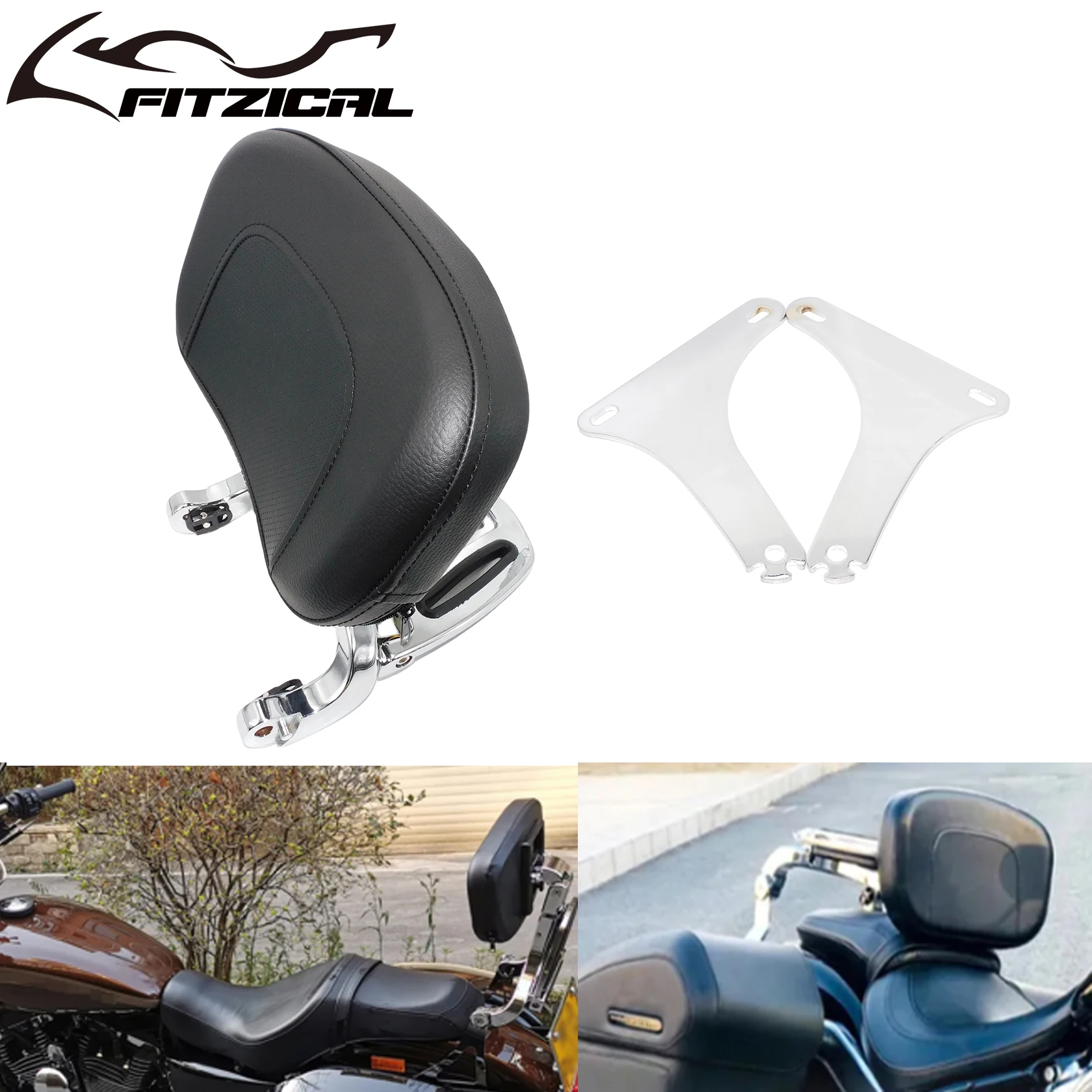 Dossier réglable de barre de Sissy de passager de conducteur de moto pour Harley Softail Slim Deluxe Heritage 2001-2017