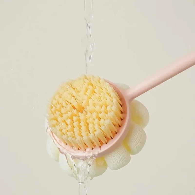 Two sided Shower Body Brush Silicone Long Handle Bathroom Wash Brush Bathing Massage Back Body Exfoliating Brush Bath Supplies