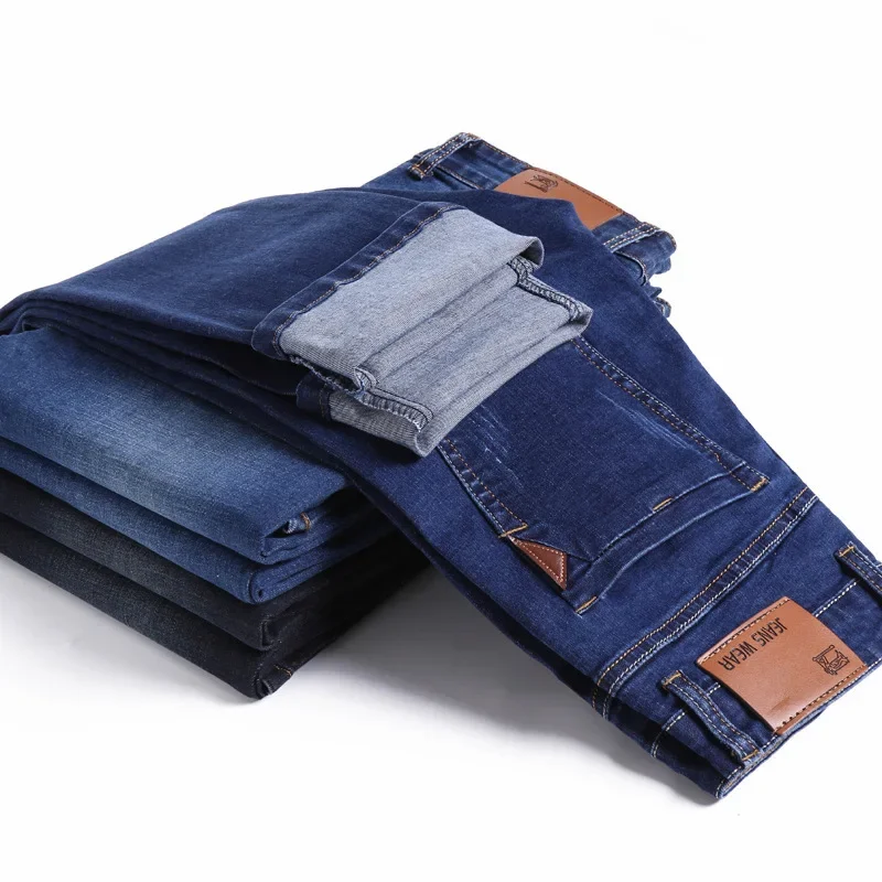 Men Quality Straight Jeans 2024 New Stretch Slim Fit Denim Pants Soft Casual Business Denim Trousers Zipper Jeans Men Clothing