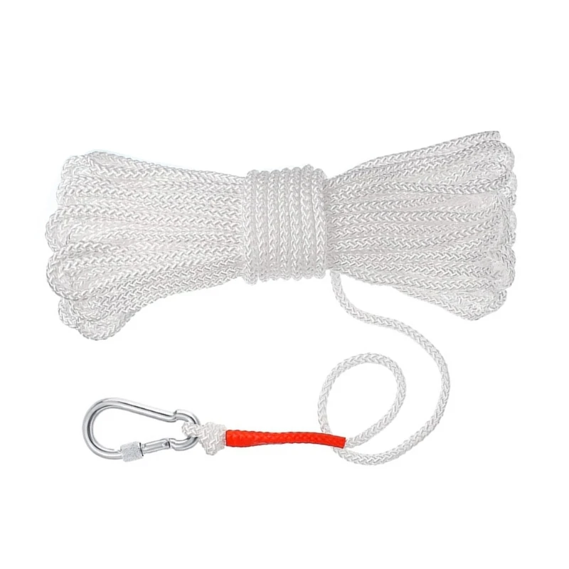 Braided Polypropylene Line with Spring Hook, Hollow Life Rope Single Hook Rope, Rope Heaving Line Outdoor