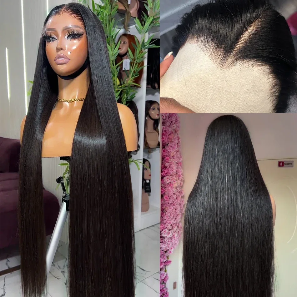 30 40 Inch 13x4 13x6 HD Transparent Bone Straight Lace Front Wigs 4x4