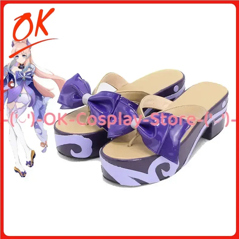 [Customized Size] Genshin Impact Sangonomiya Kokomi Cosplay Shoes Game Roleplay Costume Prop Halloween Party Boots PU Leather