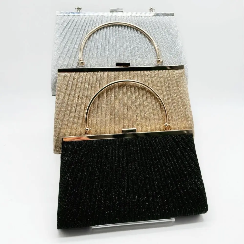 Shoulder Bag Fashionable Women Evening Handbag Elegant Glitter Crossbody Bag Pleated Luxury Chain Dinner Purse Female