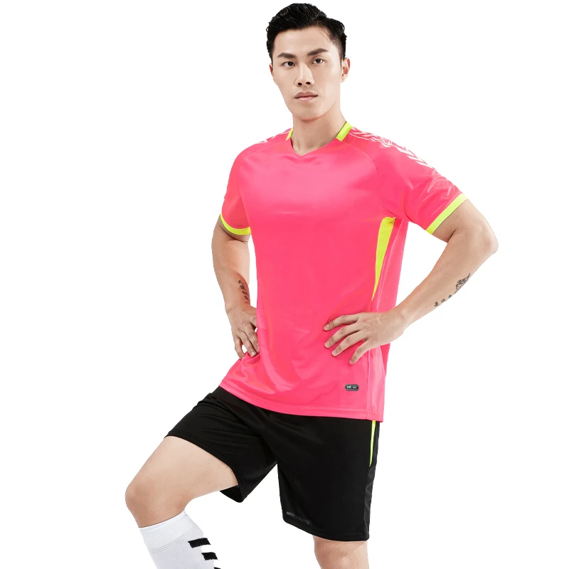 Adult Actives Uniform Men Soccer Jersey Sets Male Football Jerseys Short Sleeve Tops+Shorts Suit Polyester Breathable Tracksuit