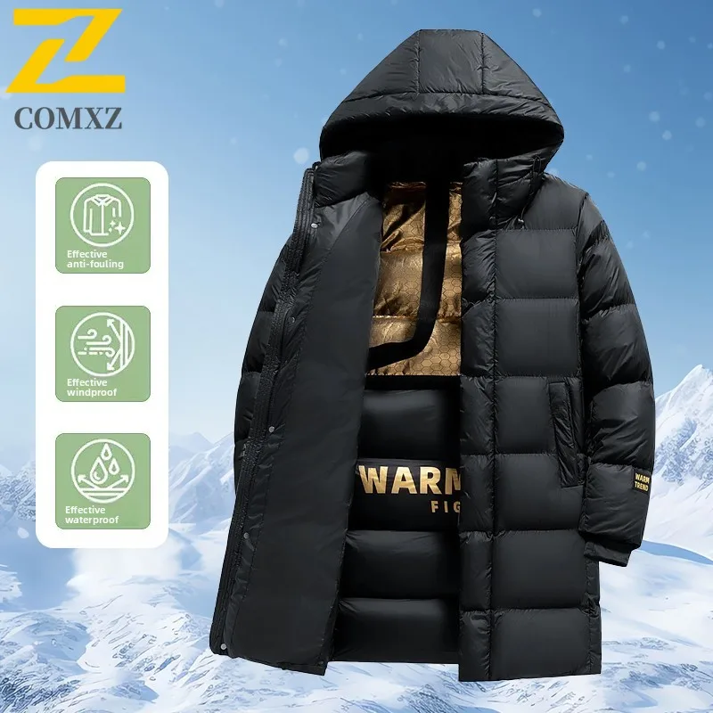 

Хлопковая куртка для пар, 2025 г., графеновая, толстая, холодостойкая, теплая, большая, черная, золотая, средней длины, парковое пальто, уличное хлопковое пальто с перьями