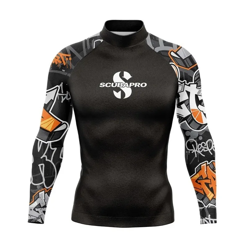 Traje de baño de manga corta para hombre, traje de baño con protección UV, camiseta de natación, ropa de Surf