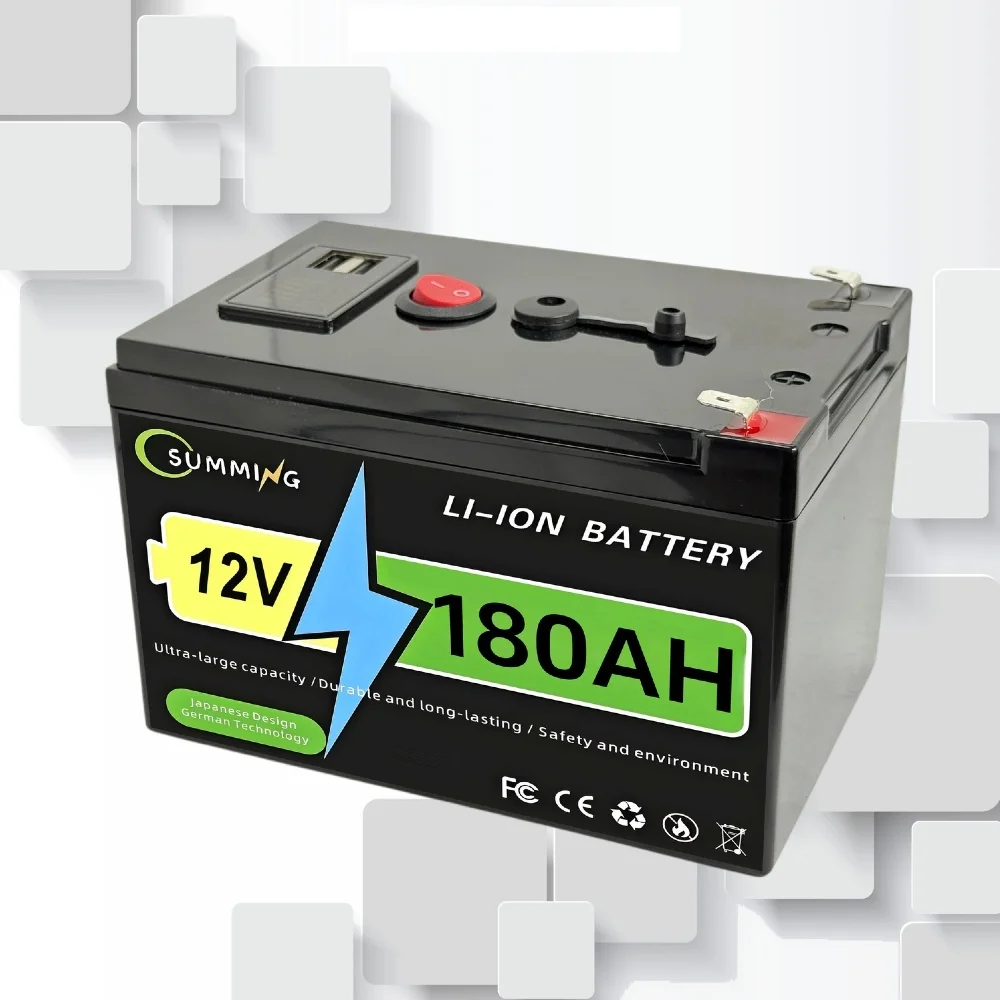 Lithiumbatterij 12v 200AH LiFePO4-batterij met intelligente BMS-zonne-energie, RV, schip en off-grid thuisenergieopslag
