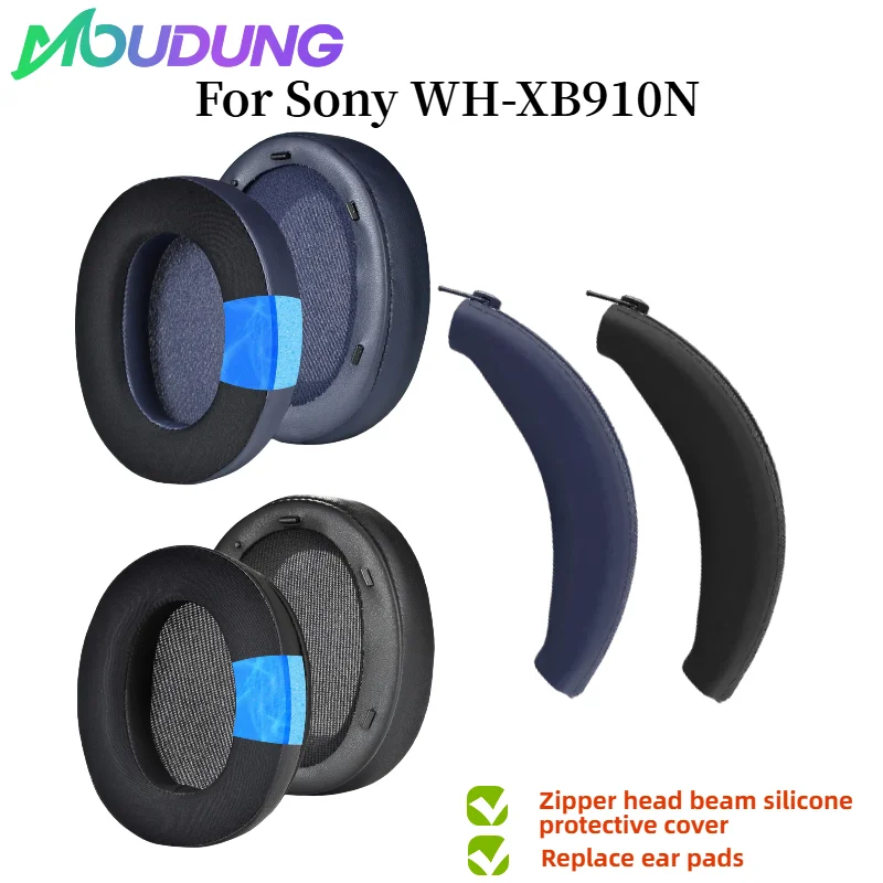 MOUDUNG Replacement Sponge Soft Foam Cushion Ear Pads With plastic buckle for SONY WH-XB910N Gaming Headset Repairing Parts