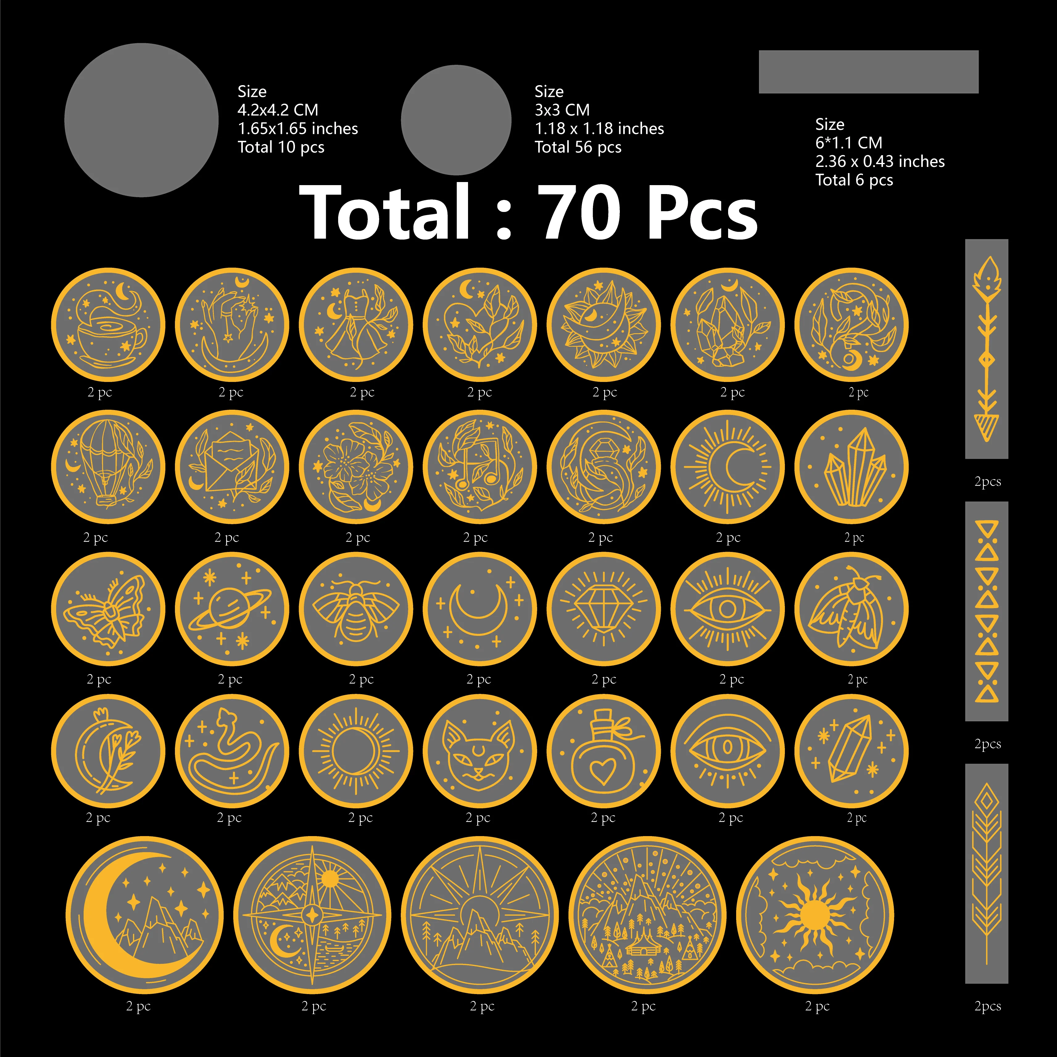 70 عبوة من ملصقات الحيوانات الأليفة الشفافة بألوان ذهبية - مثالية لأجهزة الكمبيوتر المحمولة التي تصنعها بنفسك وبوجو وحافظات الهواتف والنوافذ والمجلات #2