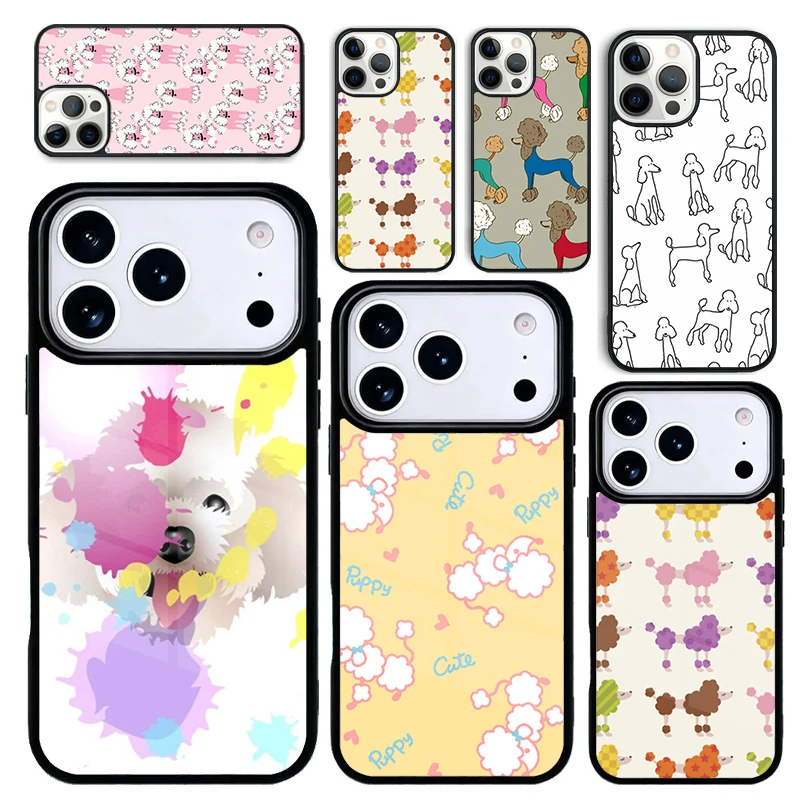 Funda Protectora para iPhone 17 Air 16 Pro Max 15 Plus 11 13 Mini 14 12 con Diseño de Perros Poodle