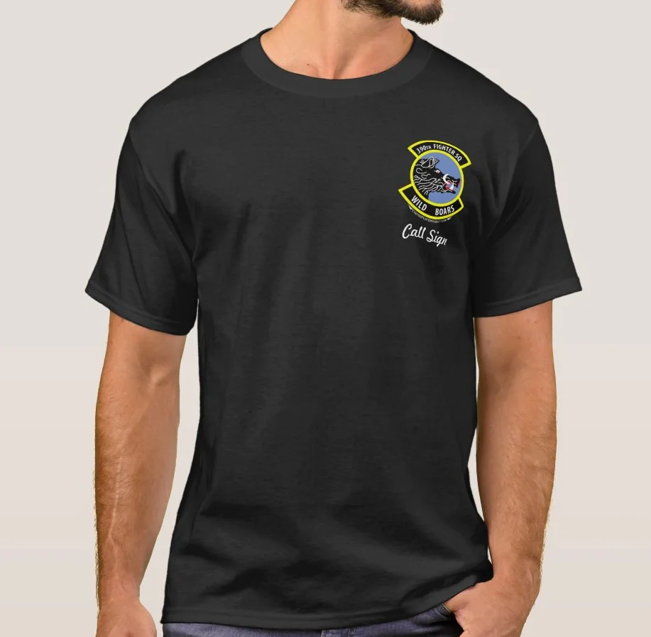 USAF F-15 High Tech Eagle 390th \'Wild Boars\' Fighter Squadron T-Shirt Short Sleeve Casual 100% Cotton O-Neck Summer Mens T-shirt