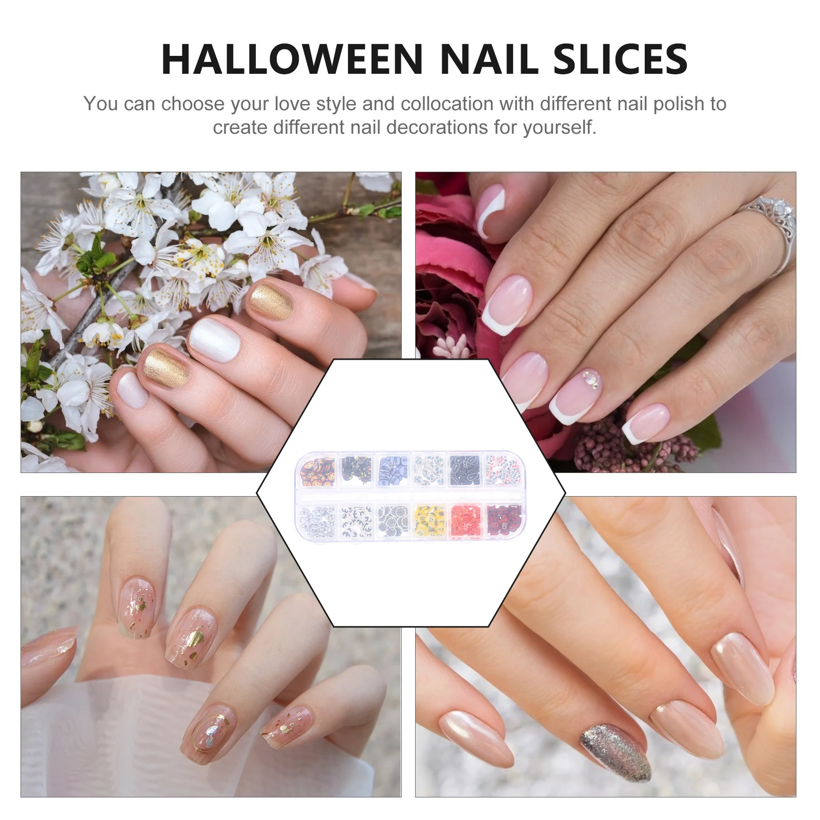 

3 Boxes Halloween Nail Art DIY Slices Lightweight Durable Polymer Nail Art Supplies Halloween Decorations Manicures Ornaments
