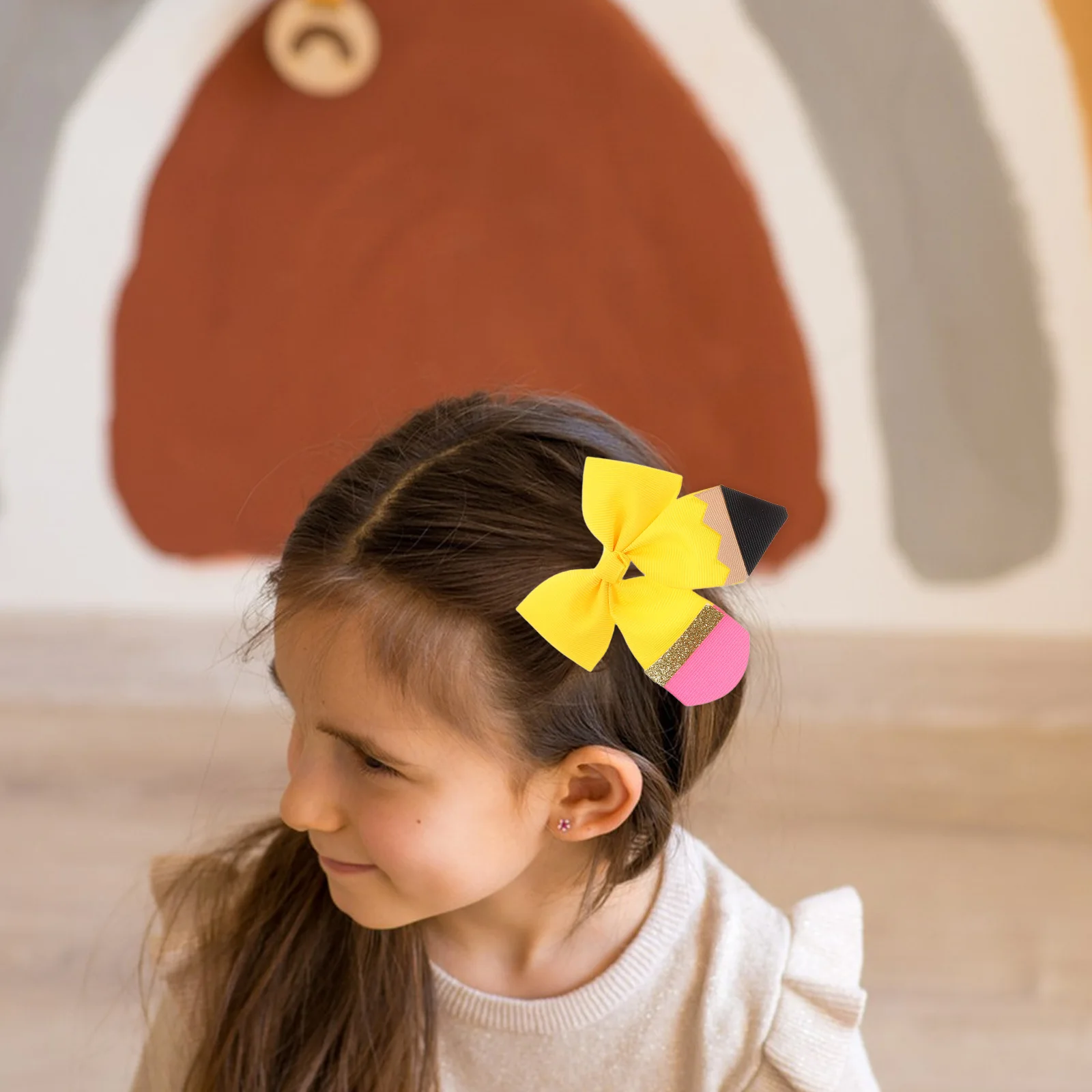 

2pcs Pencil Bows Back To School Clips For Girls Blackboard Design Toddler Day Of School Children'S Hair