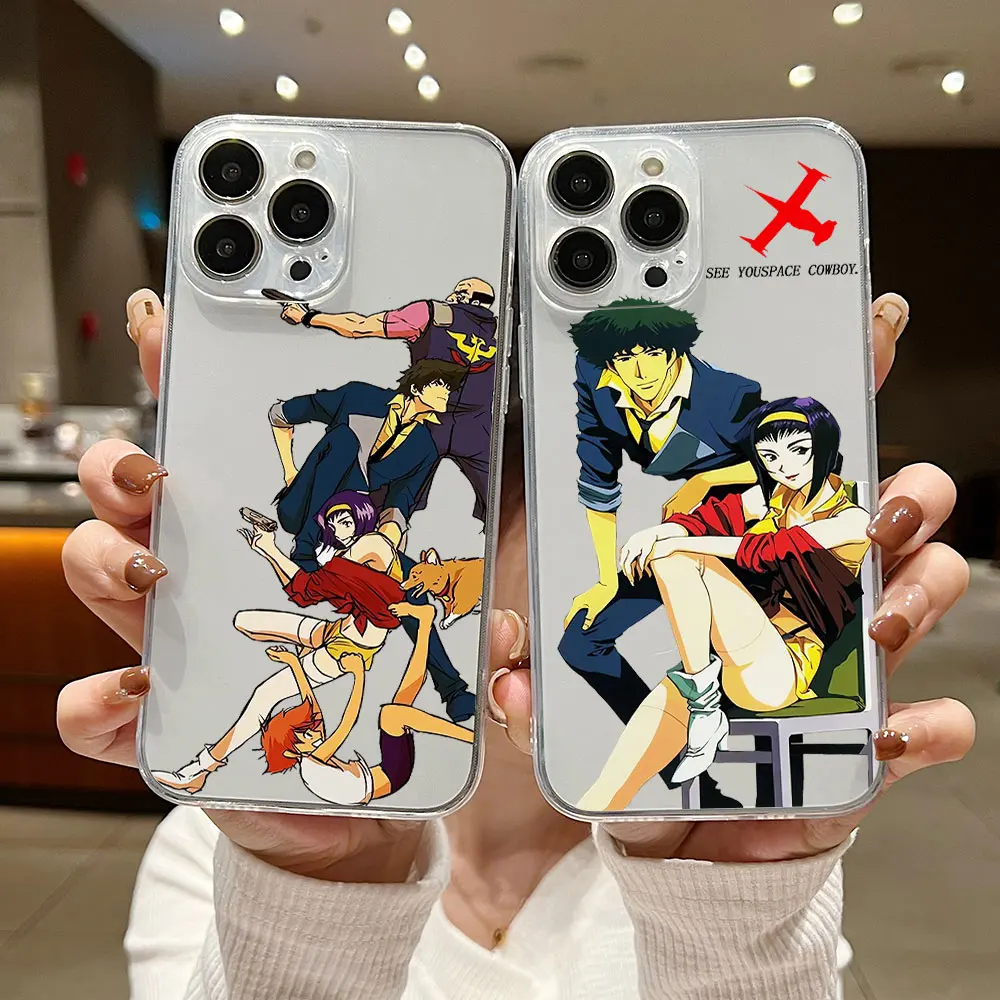 Anime Cowboy Bebop Phone Case For iPhone 15 14 13 12 11 Mini Pro Max X XR XSMax 6S 6 7 8 Plus SE20 Transparent Cover