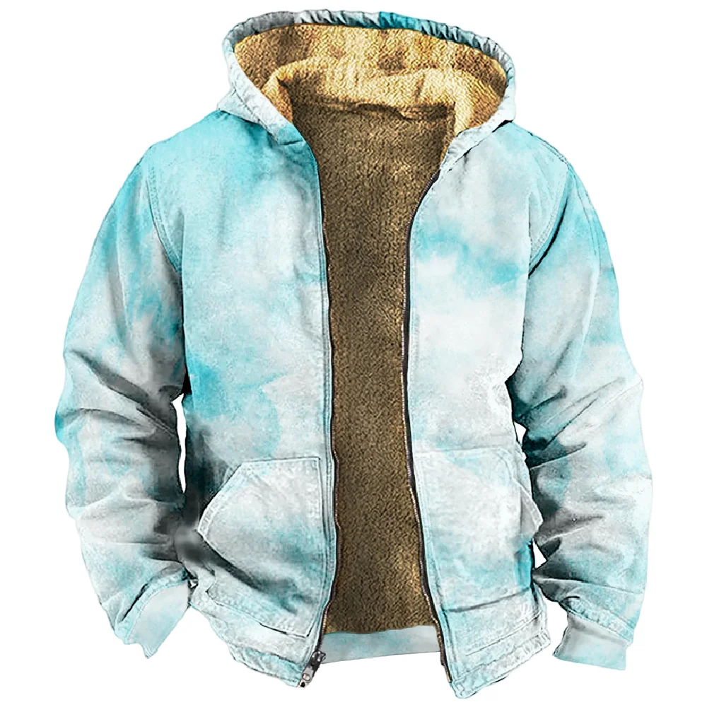 2023 moda cappotti invernali per uomo donna Tie Dye felpa con cappuccio manica lunga colletto alla coreana felpa con cerniera abbigliamento Unisex