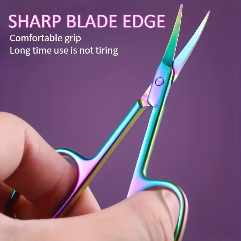 2pcs Set Color Titanium Stainless Steel Professional Nail Care Set Rainbow Manicure and Pedicure Kit Cuticle Nippers