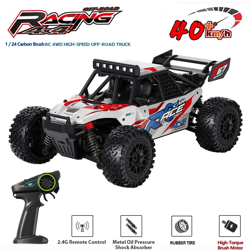 C67 1/24 Full Scale 4WD RC Car High-Torque Brush Motor Professional Racing 40KM/H High Speed Remote Control Cars Off-Road Truck