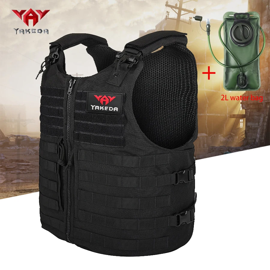 

YAKEDA lightweight MOLLE webbing mesh back vest with 2L water bag for quick on/off outdoor adventure vest