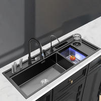 Ultrasonic Smart Stainless Steel Kitchen Sink Cup Washer Multifunctional Square Bowl 304 Material Includes Faucet
