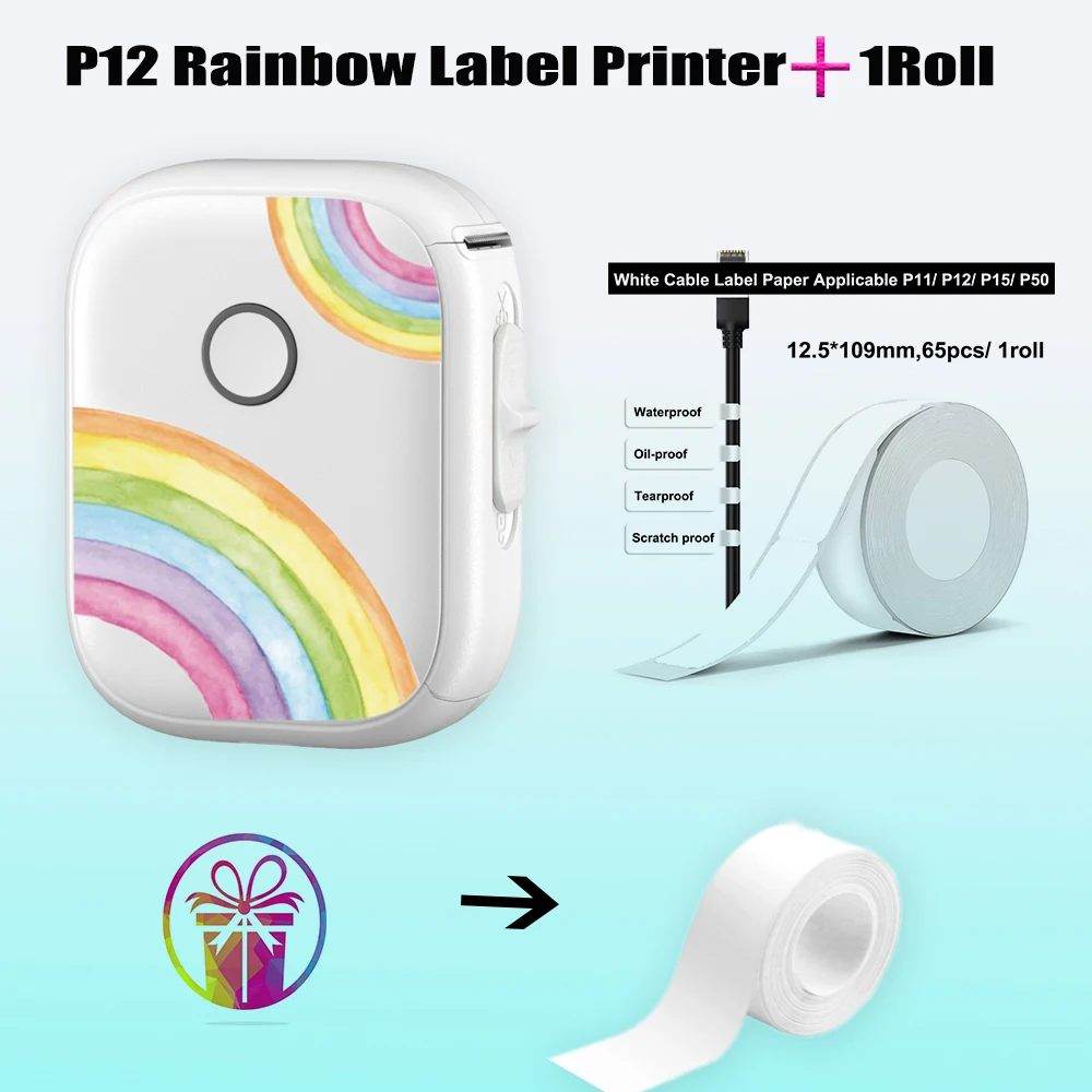 Minuscule P12 Wireless Label Printer Your Pocket-Sized Solution for Professional-Grade Labeling Offers Free Editing Clear Prints