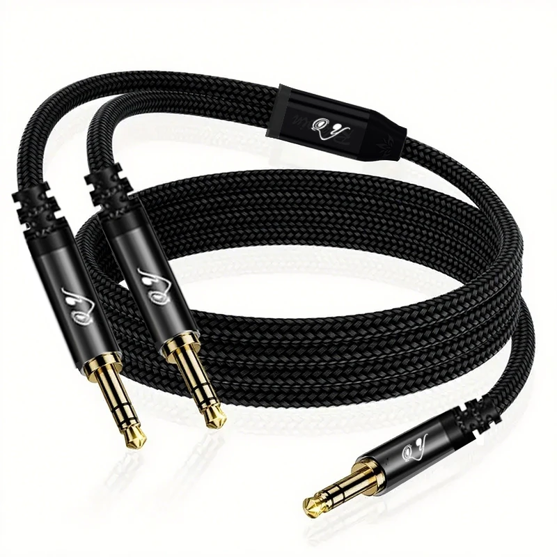 3.5 mm Male to 2 X Male Audio Splitter, Stereo Jack, for Connecting to Two Pairs of Headphones or Two Sets of Speakers, Cable