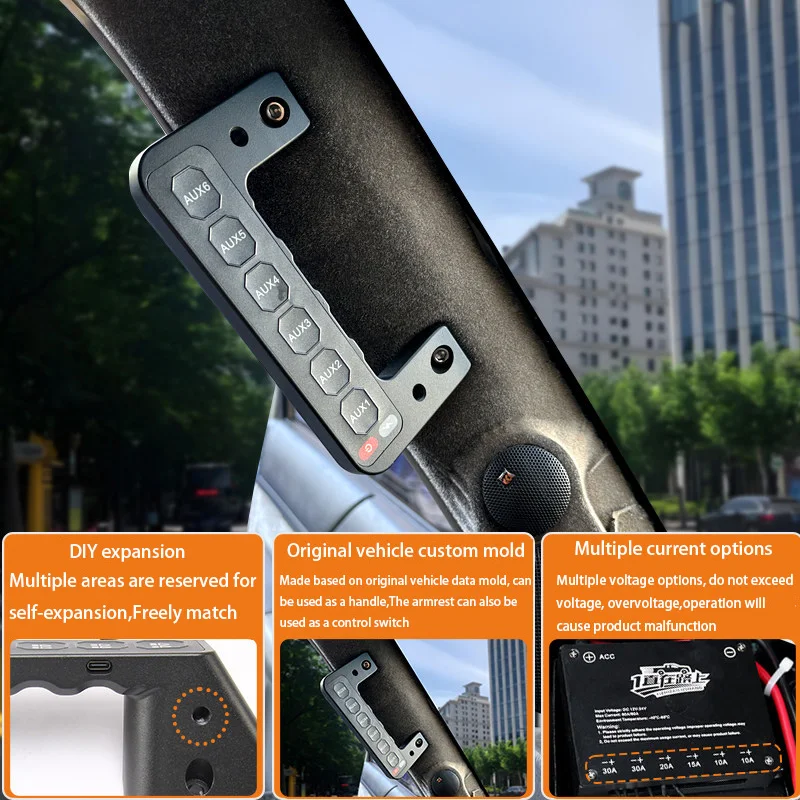 For Nissan Patrol Y61 A-pillar handle modification expandable wireless remote 6-channel spotlight switch armrest
