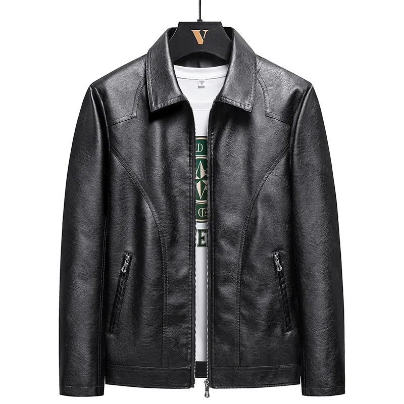 Men\'s Leather Jacket Patchwork Motorcycle Jacket Leather Jacket Fashion Trend Rider Zip Coats Casual Street Windbreaker 6XL 8XL