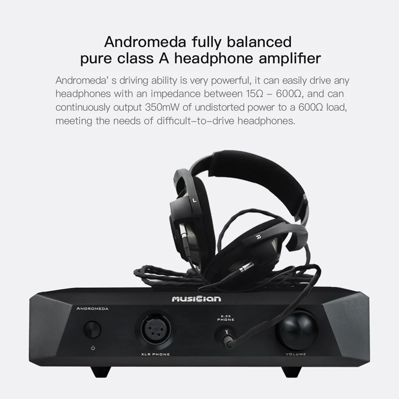 Musician Andromeda Fully Balanced Pure Class A Headphone Amplifier 6.35mm 350mW Output 15Ω-600Ω 3pin 4pin XLR Headphone Amp DAC