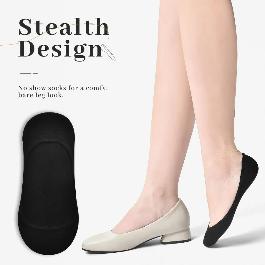 RYI 6 أزواج من الجوارب القطنية فائقة الظهور للنساء جوارب لوفر غير قابلة للانزلاق مثالية للشقق مثالية للارتداء اليومي مريحة وB