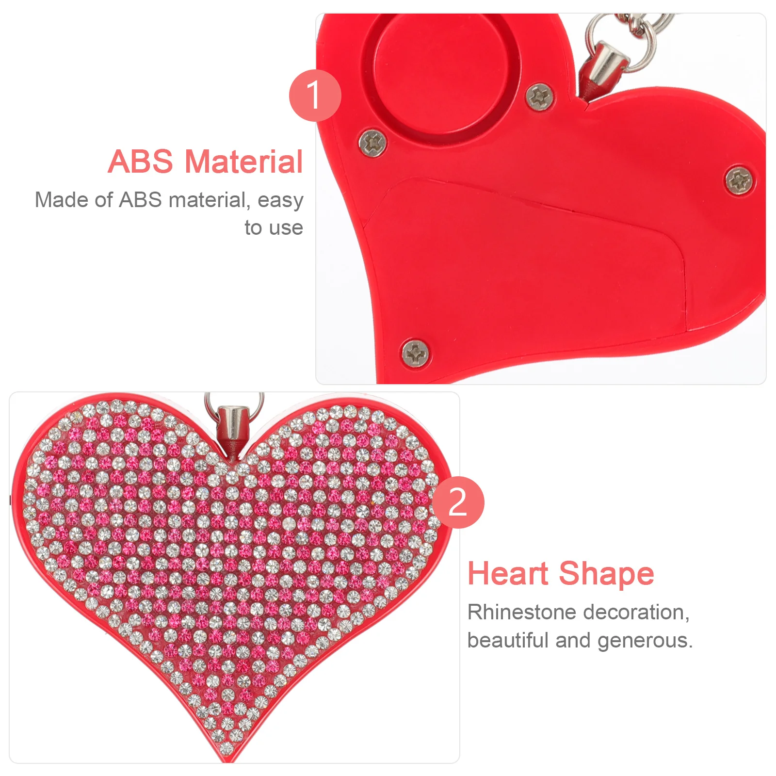 Portable Women Heart-Shape Alarm Anti-Theft Personal Safety Siren Keychain For Emergency Security Device
