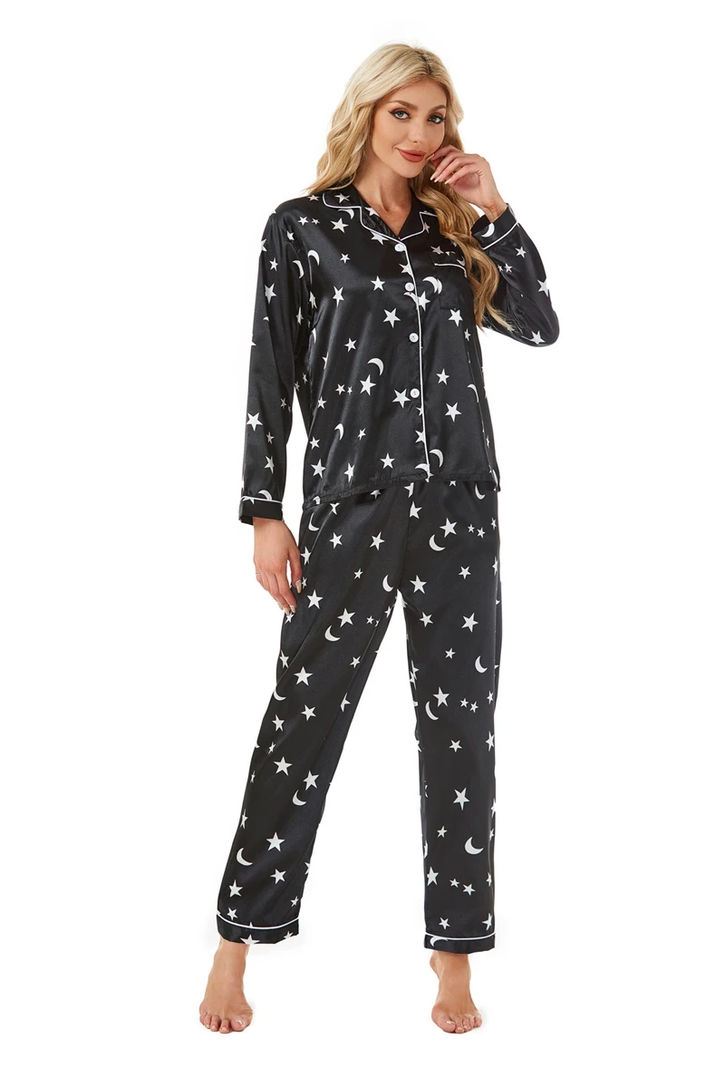 

Пижамный комплект с цветочным принтом Butterfiles, мягкий гладкий атласный топ с длинными рукавами и длинные брюки, дышащая женская одежда для сна