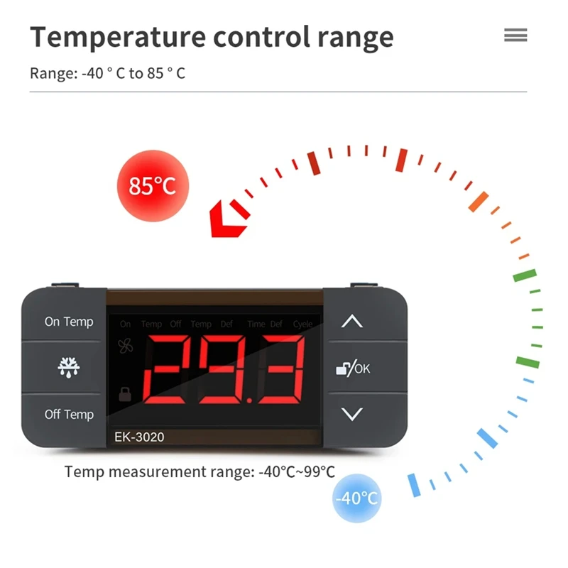 Controlador De Temperatura Digital, interruptor De Calor Frio, geladeira Refrigeração, descongelar Termostato Sensor, 220V