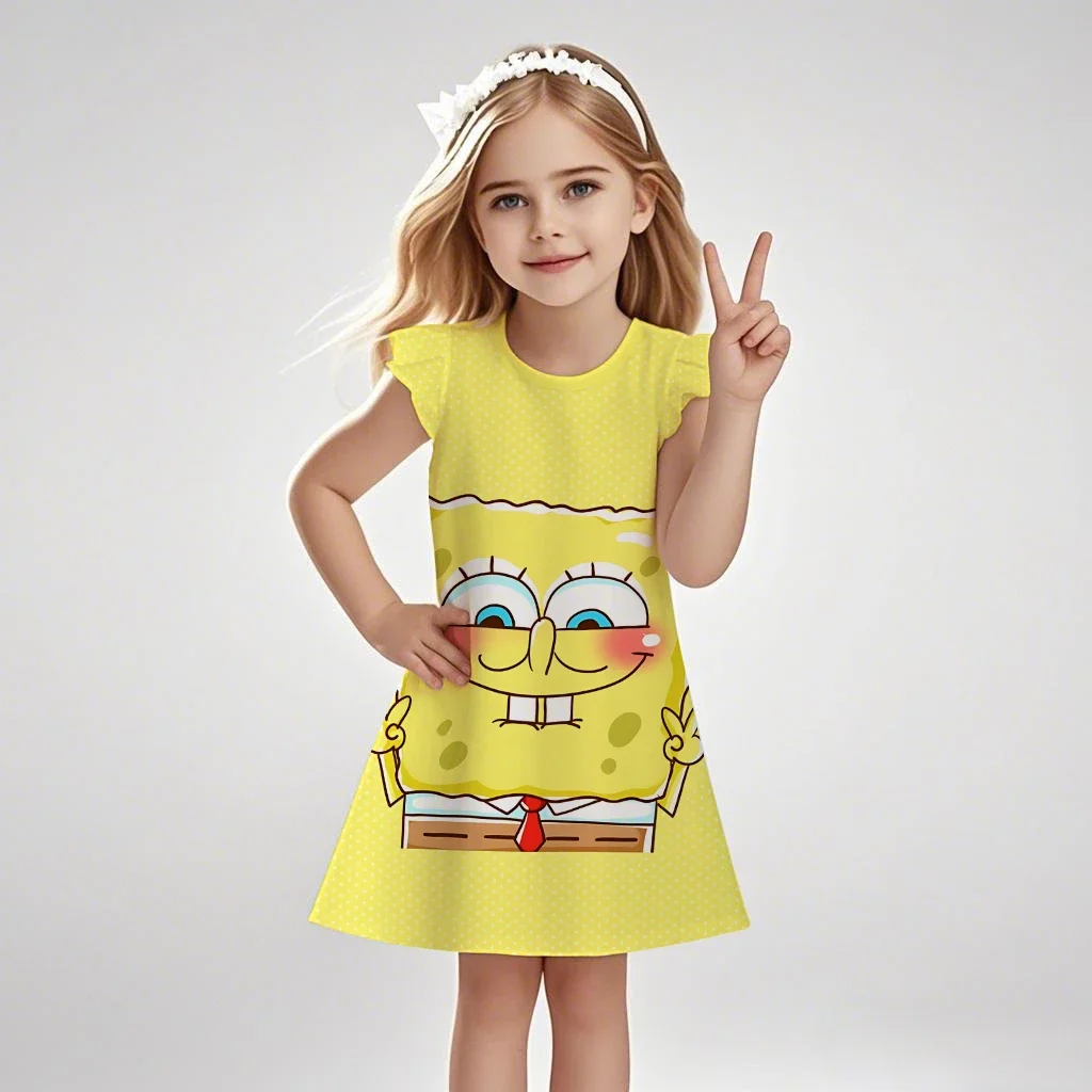 

Summer Fashion Casual SpongeBob Dress Kawaii Clothes Cartoon 2-8 Girls Kids​