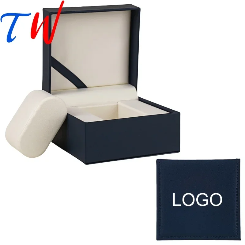 

Blue PU Leather Square Clamshell Watch Storage Packing Box Provides Free Logo Carving Service Personalized Logo Customization