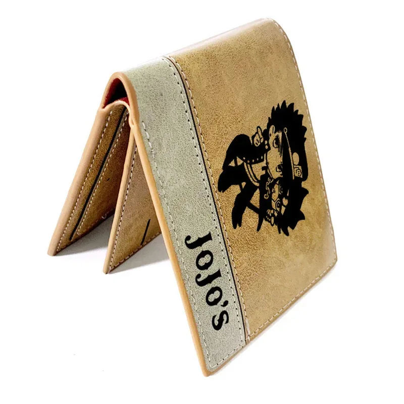 

CyAnime JoJo Bizarre Adventure Attack on Titan Wallet Khaki PU Leather Coin Purse Cartoon Short Purse Card Packet Bags Pouch