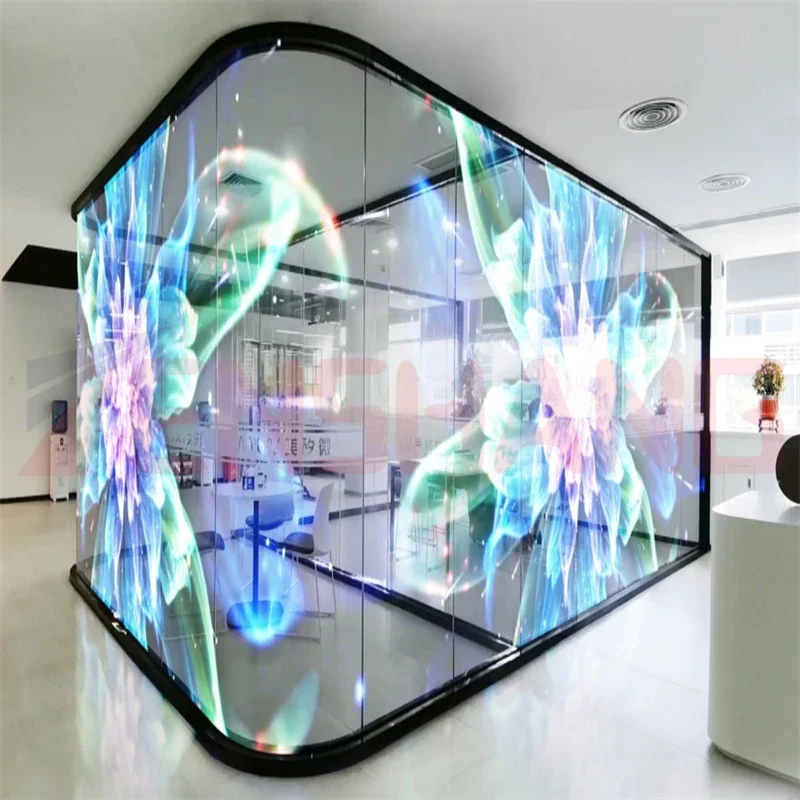 Outdoor Indoor Full Color P4 P6 P8 P10 P16 Polymer Nano Film Screen Light Emitting Diode Window Transparent Display Glass