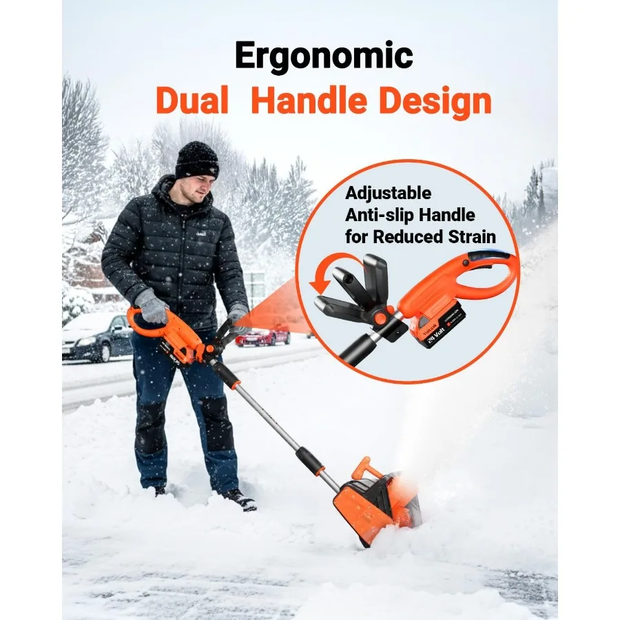 مجرفة ثلج لاسلكية 24 فولت 13 بوصة 4 أمبير منفاخ ثلج لاسلكي مع لوحة اتجاهية ومقبض أمامي قابل للتعديل لشتاء فعال #5