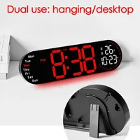 Wall-mounted Electric Alarm Clock with Color Ambient Light LED Digital Brightness Adjustable Multi-function Desktop Clock