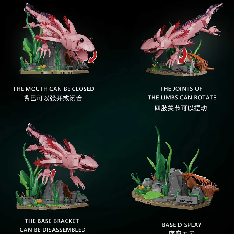 

Набор для сборки модели подводной саламандры из 998 деталей, креативные развивающие игрушки-конструкторы, маленькие MOC-блоки, подарки на праздники