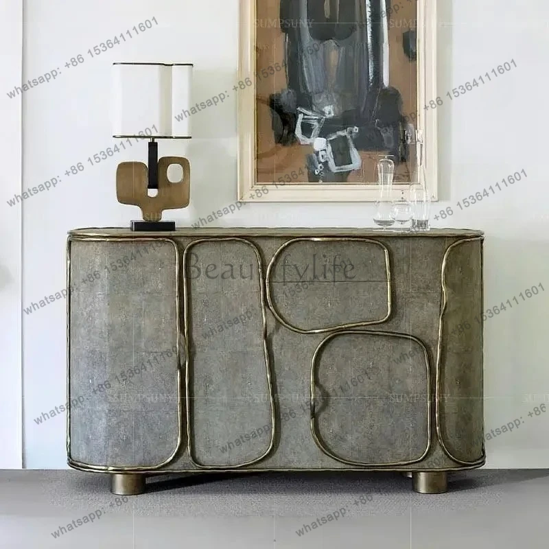 High-end pearl fish skin, side cabinet, locker, household villa, high-end sense of creativity, modern art, entrance cabinet