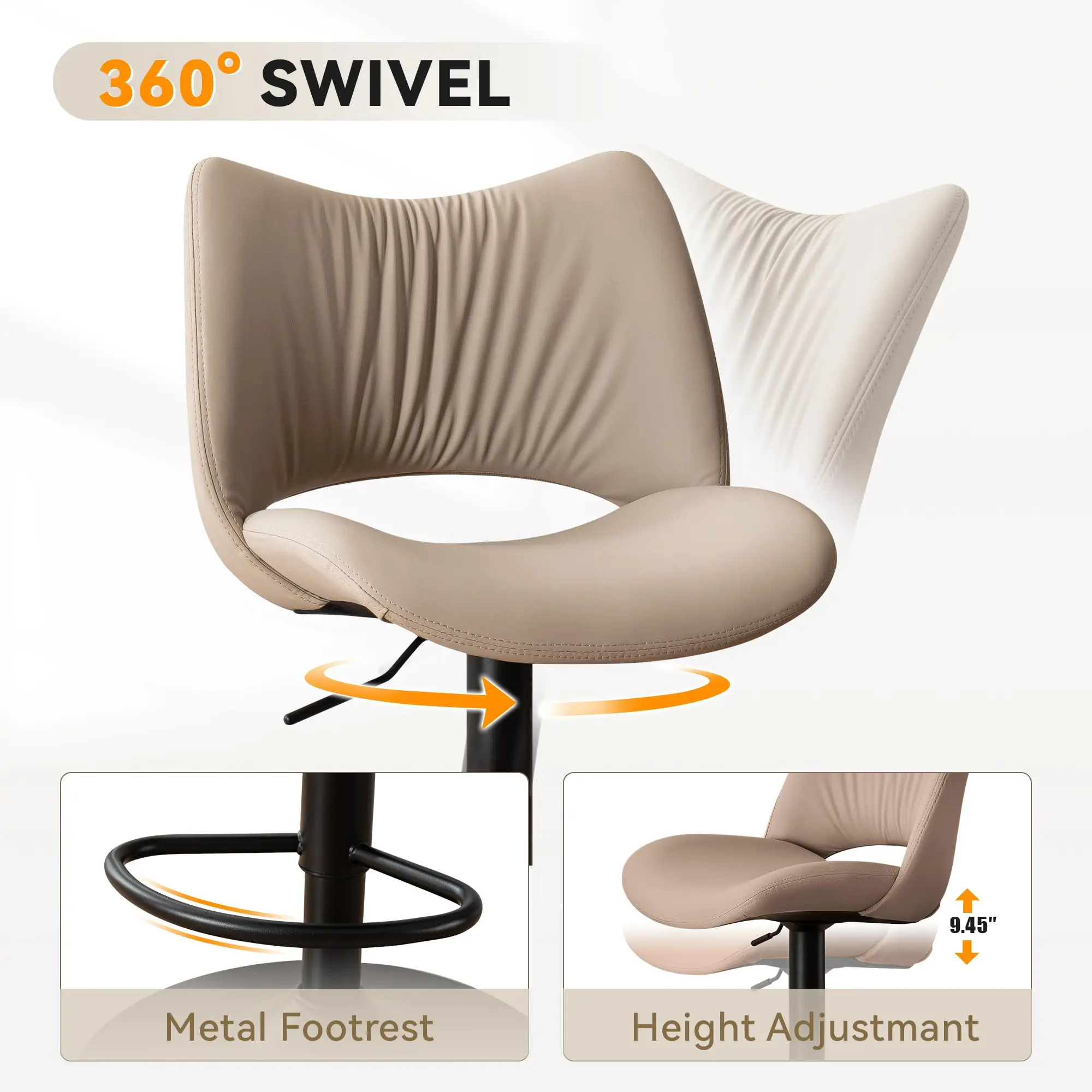 أثاث الطعام كاكي بو الجلود كرسي بار مبيعات المصنع مباشرة ارتفاع حديث قابل للتعديل قطب منخفض مسند الظهر بار مقعد مرتفع #5