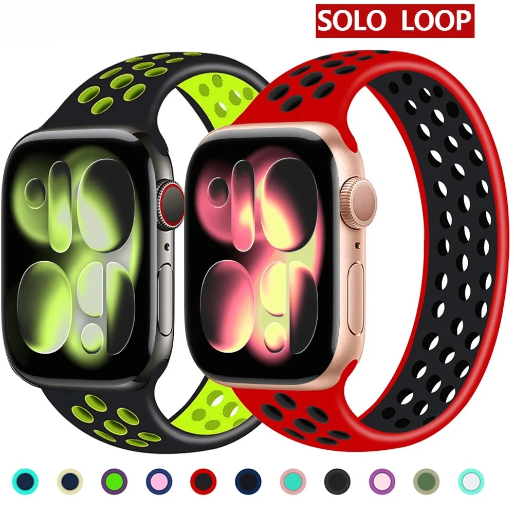 

Solo Loop для Apple Watch Band 44 мм 40 мм 45 мм 41 мм 42 мм 49 мм Эластичный силиконовый браслет iWatch Series 11 10 9 8 Ultra2/3 SE Ремешок