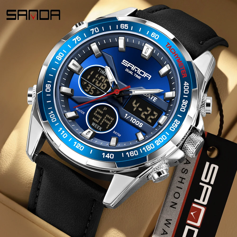 

SANDA лучший бренд класса люкс с хронографом мужские часы модные деловые спортивные водонепроницаемые военные мужские наручные часы Relogio Masculino