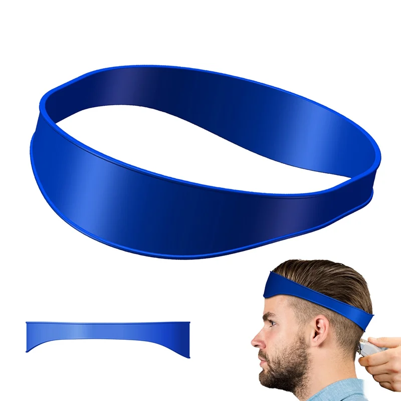 2PCS DIY Home Haircuts Fade and Taper Hair Trimming Curved Silicone Haircut Band Blue