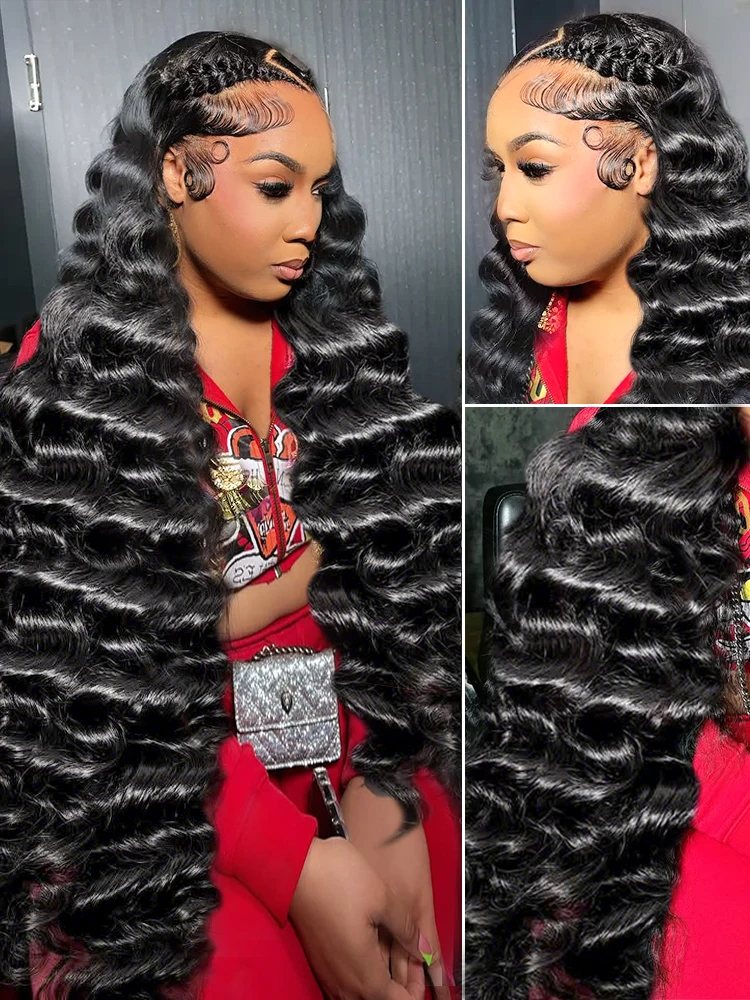 250 Density Loose Deep Wave Human Hair Wig 30 Inch HD 13x6 Lace Frontal Wig 13x4 Water Wave Curly Lace Front Wigs Preplucked